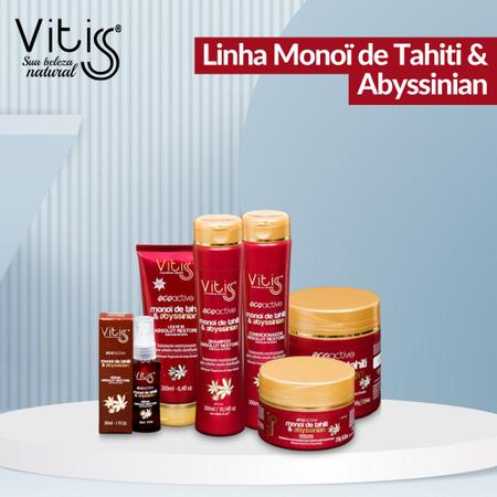 Imagem de Shampoo Monoi De Tahiti & Abyssinian Com Óleo de Coco 300 ml - Vitiss Cosméticos - Tratamento Reestruturante Para Cabelos Muito Danificados