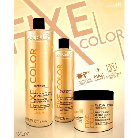 Imagem de Shampoo Para Cabelos Coloridos Fixe Color Souple Liss 1l