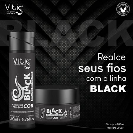 Imagem de Shampoo Tonalizante Black 200 ml - Vitiss Cosméticos - Intensifica e Realça a Cor dos Cabelos Pretos e Castanhos Naturais