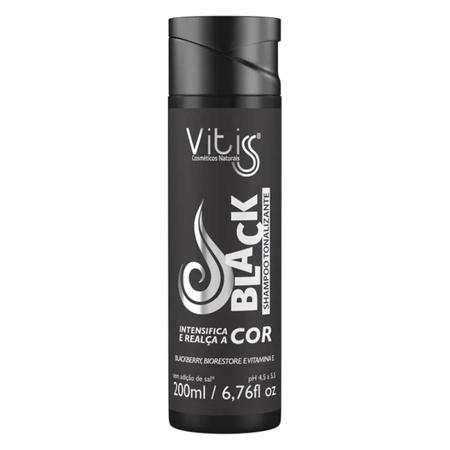 Imagem de Shampoo Tonalizante Black 200 ml - Vitiss Cosméticos - Intensifica e Realça a Cor dos Cabelos Pretos e Castanhos Naturais