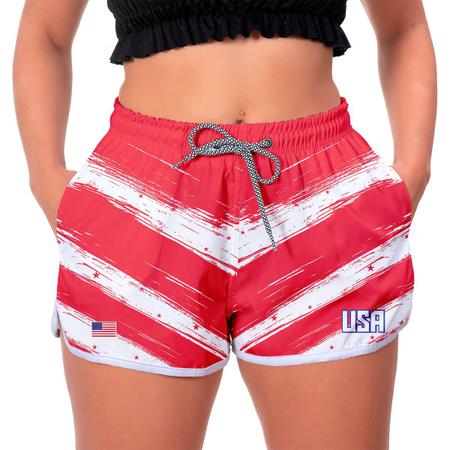 Short Estampado Estados Unidos Feminino Sele o USA Copa w2store