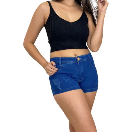 Short Feminino Curto Jeans Premium Ver o B sico Modinha Lycra C s