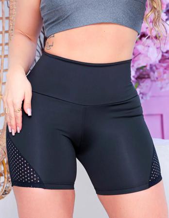 Imagem de Short Feminino Fitness com Recortes em Tela de Poliamida - Fitmoda 