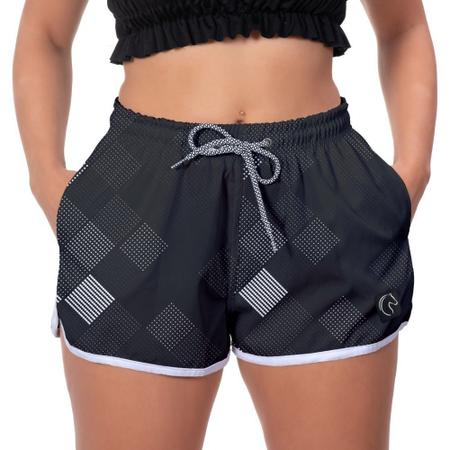 Short Toda Casual Xadrez Preto e Branco - Preto+Branco