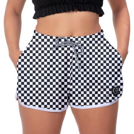 Short Toda Casual Xadrez Preto e Branco - Preto+Branco