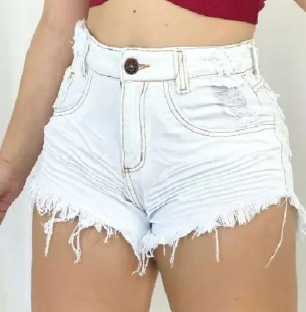 Shorts branco jeans cintura cheap alta