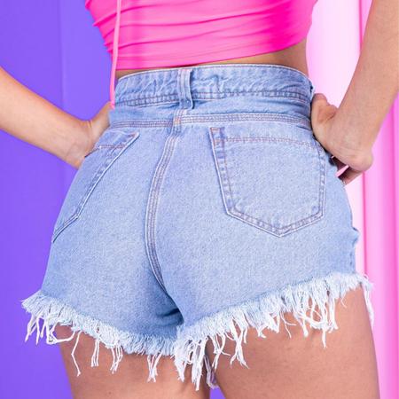 Short Jeans Com Franja Strass Correntes Barra Desfiada Moda - Useconf -  Short Feminino - Magazine Luiza