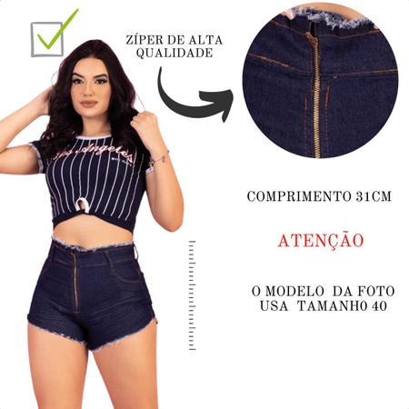 Short Jeans Feminino Cintura Alta Desfiado