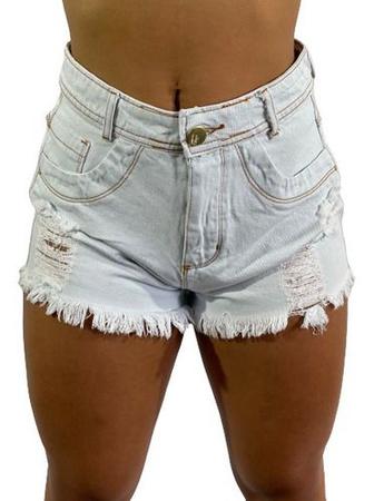 Short Jeans Feminino Desfiado Cintura Alta C37 Fan ticos Por