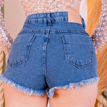 Short Jeans Feminino Desfiado Hot Pants Curto Cintura Alta