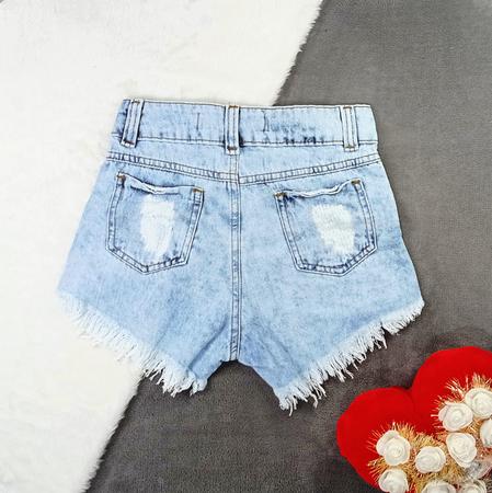 Shorts Hot Pants Feminino Com Puídos Cintura Alta Destroyed – Deerf Jeans