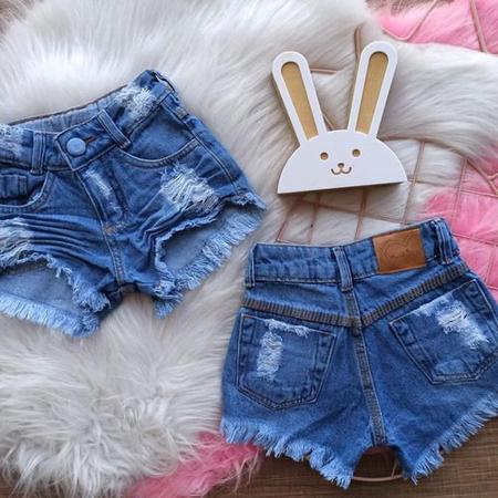 Shorts Jeans Infantil Menina Destroyed Mini Blogueirinha