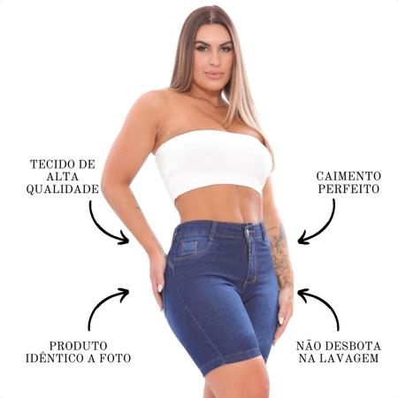 Short Jeans Meia Coxa Feminino Cintura Alta Com Lycra Levanta Bumbum -  Stillger - Short Feminino - Magazine Luiza