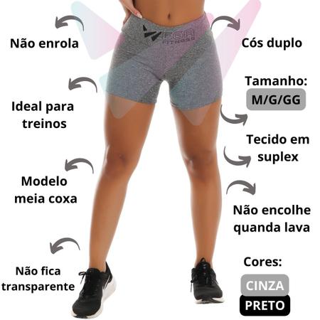 Short Legging Feminino Meia Coxa Cós Alto Pala Dupla Fitnes