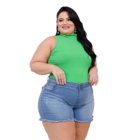short plus size com lycra curto desfiado tamanho grande karha