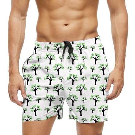 Imagem de Short Praia Shorts Banho Bermuda Verão Árvore Cartoon Green Floresta Natureza 1570