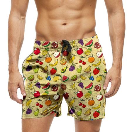 Short Praia Shorts Banho Bermuda Verao Frutas Cartoon Saudavel 1087 SMOKE Bermuda e Short de Praia Masculino Magazine Luiza