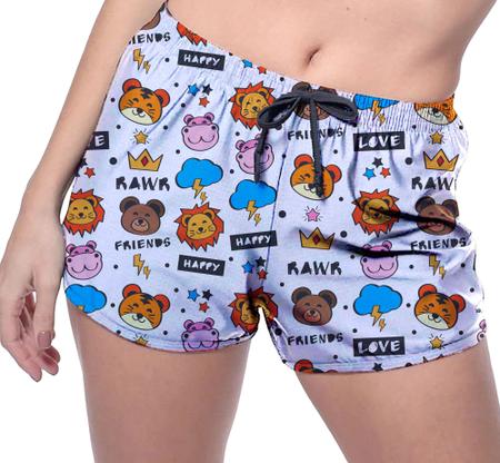 Imagem de Short Praia Shorts Banho Bermuda Verão Happy Friends Love Animais 932