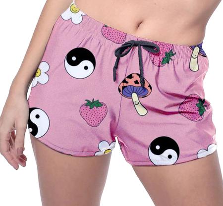 Short Praia Shorts Banho Bermuda Verao Yin Yang Morango Cogumelo Flor 1433 SMOKE Outros Moda e Acessorios Magazine Luiza