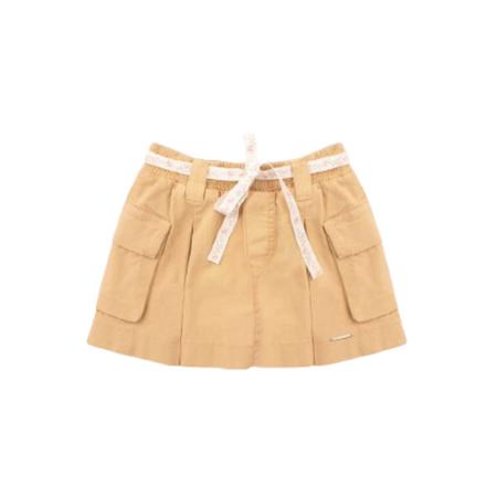 Short Saia Infantil Sarja Curto Com Pregas Preto