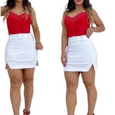 Short saia cheap com fenda