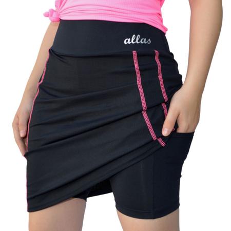 Kit 10 Short Saia Suplex Preto Academia Fitness Plus Size - Preto