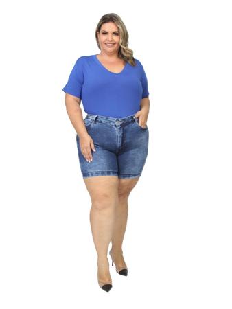 Shorts Jeans Plus Size Boyfriend com Elasticidade