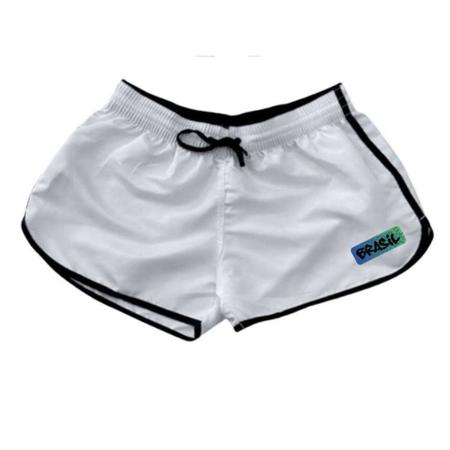 Short Tactel Feminino Brasil Com Bolso Copa Moda Praia Academia