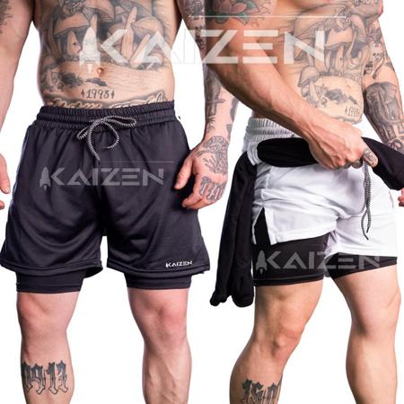 shorts 2 em 1 masculino, bermuda fitnes, calção para treino