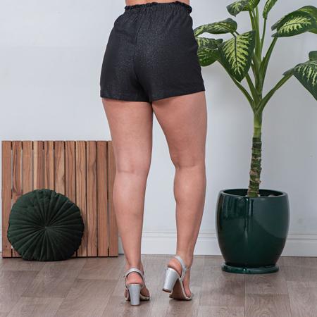 Shorts Feminino Com Amarração Preto Brilho - Empório CR - Short