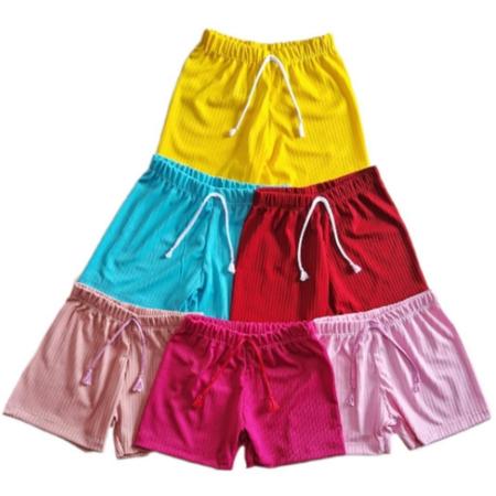 Imagem de shorts feminino kit 4 peças em malha canelada bermuda infantil do 02 ao 10
