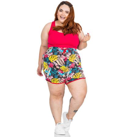 Short Plus Size Feminino Com Tira De Amarração Preto em Promoção