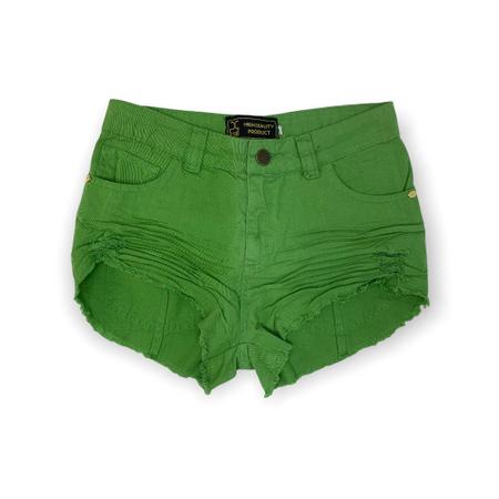 Shorts Jeans Curto Sarja Feminino Jeans Destroyed Colorido 36 Ao
