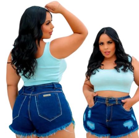 Shorts Jeans Curto Shortinhos Bermuda Feminina Desfiado Roupa Mulher - Wild  - Short Plus Size Feminino - Magazine Luiza