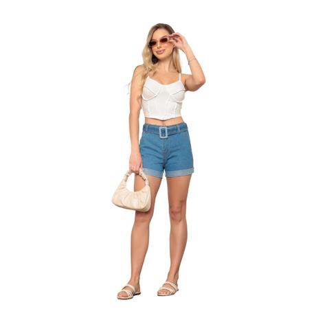 Shorts Jeans Feminino Curto Barra Virada Com Elastano Mari Boutique - Home  - Moda Acessível