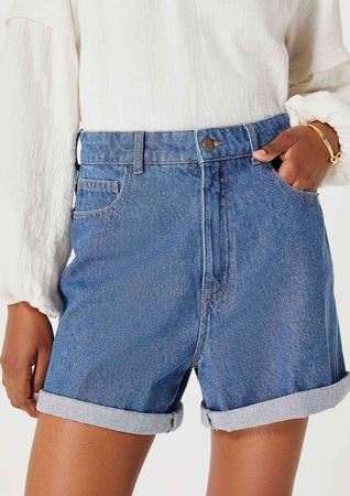 Imagem de Shorts Jeans Feminino Cintura Super Alta Mom