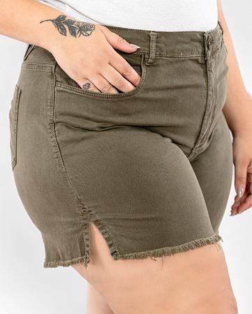 Shorts Jeans Feminino Plus Verde Militar 21485 Verde Militar