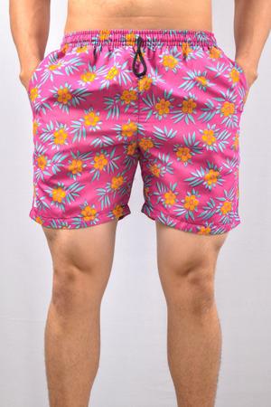 Imagem de Shorts Praia Masculino Floral - Rosa 