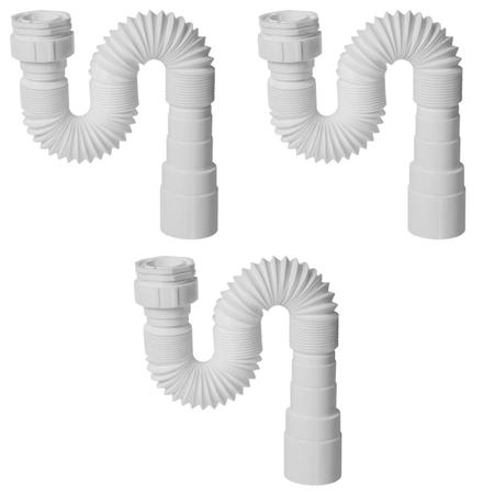 Imagem de Sifao flexivel universal branco 76cm - kit 3 unidades