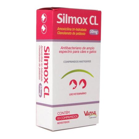 Imagem de Silmox CL 50mg c/ 10 Comprimidos Para Cães E Gatos Vansil