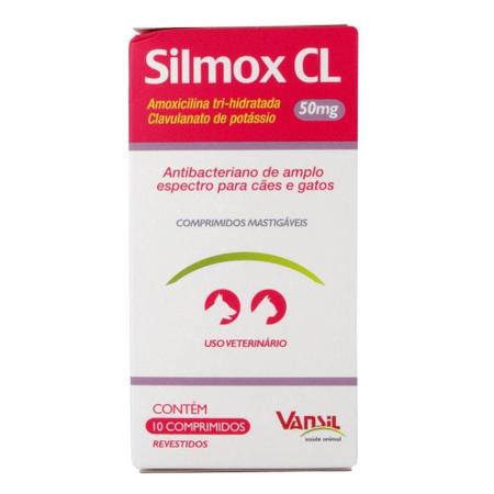 Imagem de Silmox CL 50mg c/ 10 Comprimidos Para Cães E Gatos Vansil