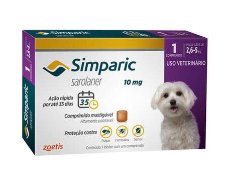 Imagem de Simparic 10mg Zoetis 1 Comprimido Antipulgas Cães 2,6 A 5kg