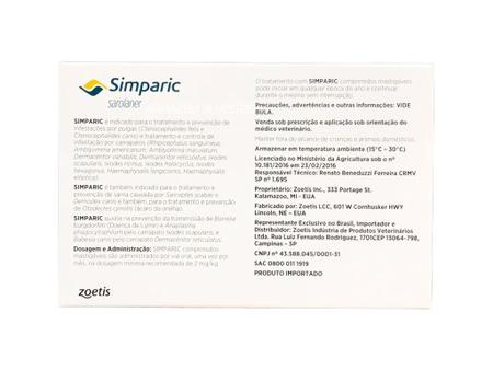 Simparic 120mg (40,1kg/60kg) c/ 1comp - Zoetis - Antipulga e