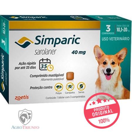 Imagem de Simparic 40mg 10,1 a 20 kg - 3 comprimidos