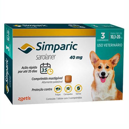 Imagem de Simparic Antipulgas e Carrapatos Cães 10,1 a 20 Kg c/3 Comprimidos