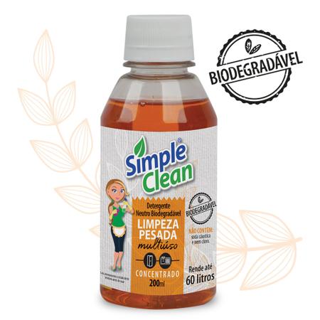 Imagem de Simple Clean Limpeza Pesada Detergente neutro biodegrádavel super concentrado 200ml rende até 60L