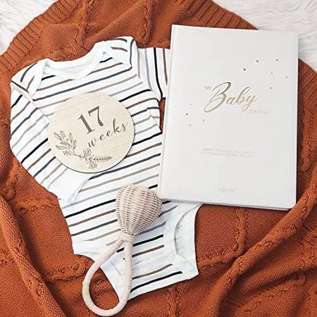 Imagem de Sinais de madeira do marco da gravidez para 8-40 semanas, Weekly Baby Bump Tracker Milestone Discs Baby Shower Gifts for Pregnant Moms, Gender Neutral Baby Announcement Cards