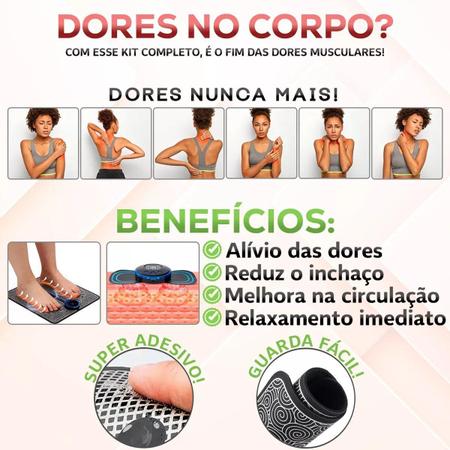 Imagem de Sinta o Conforto: Kit Tapete e Mini Massageador Elétrico para Dores Musculares e nos Pés