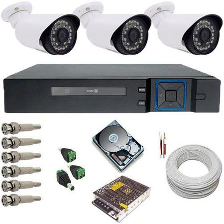 Imagem de Sistema de Monitoramento com 3 Câmeras AHD 1.3 Megapixel + DVR Multi HD com acesso via internet