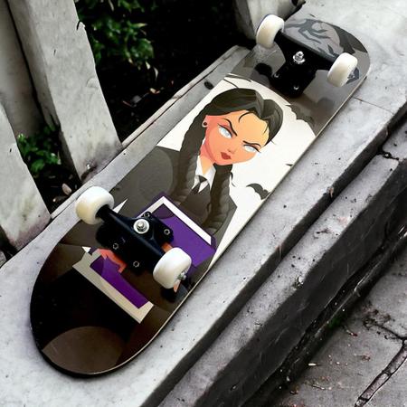 Imagem de Skate Board Montado Semi Profissional Feminino + Kit Proteção Radical Menina